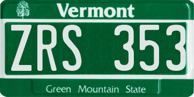 VT license plate ZRS353