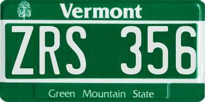 VT license plate ZRS356