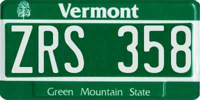 VT license plate ZRS358