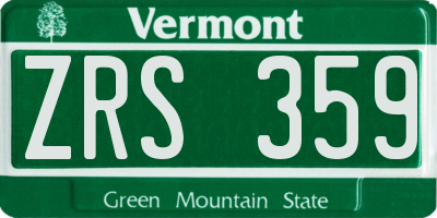 VT license plate ZRS359