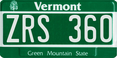 VT license plate ZRS360