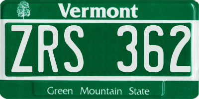 VT license plate ZRS362