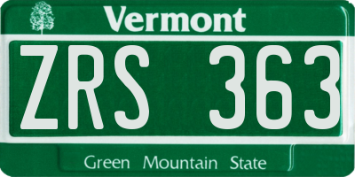 VT license plate ZRS363