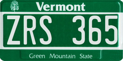 VT license plate ZRS365