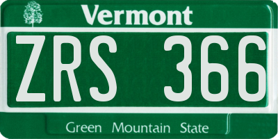 VT license plate ZRS366