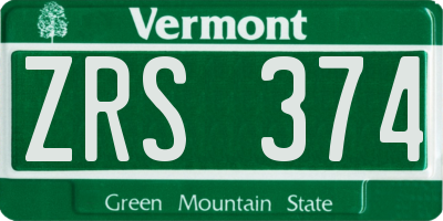 VT license plate ZRS374