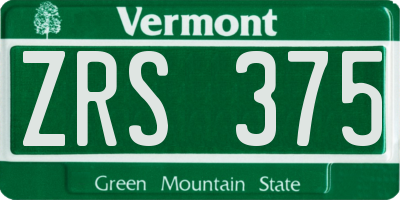 VT license plate ZRS375