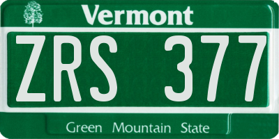 VT license plate ZRS377