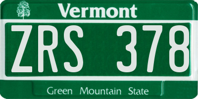 VT license plate ZRS378