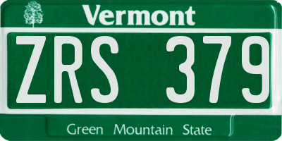 VT license plate ZRS379