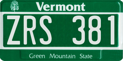 VT license plate ZRS381