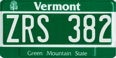 VT license plate ZRS382