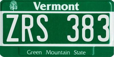 VT license plate ZRS383