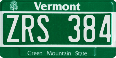 VT license plate ZRS384