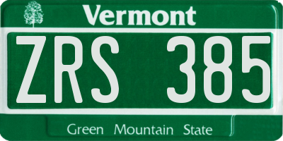 VT license plate ZRS385