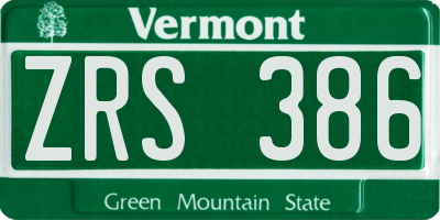 VT license plate ZRS386