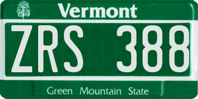 VT license plate ZRS388