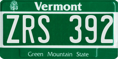VT license plate ZRS392