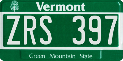 VT license plate ZRS397