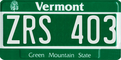 VT license plate ZRS403