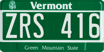 VT license plate ZRS416