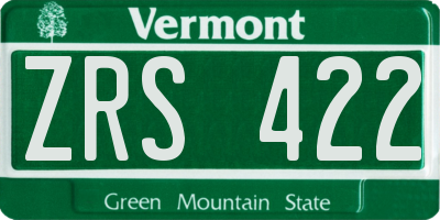 VT license plate ZRS422