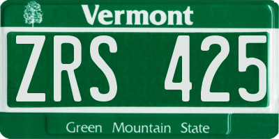 VT license plate ZRS425
