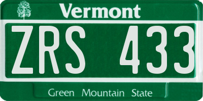 VT license plate ZRS433
