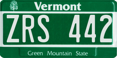 VT license plate ZRS442