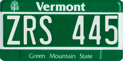 VT license plate ZRS445