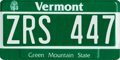 VT license plate ZRS447