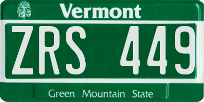VT license plate ZRS449