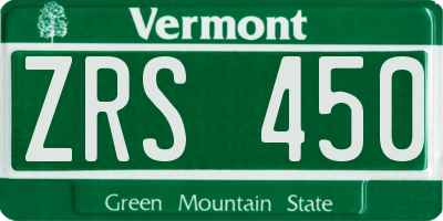 VT license plate ZRS450