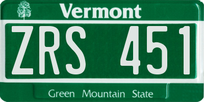 VT license plate ZRS451