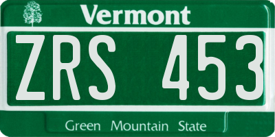 VT license plate ZRS453