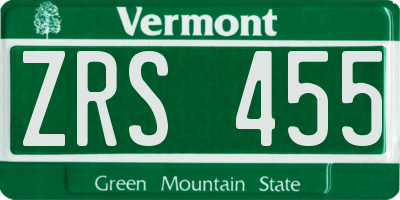 VT license plate ZRS455