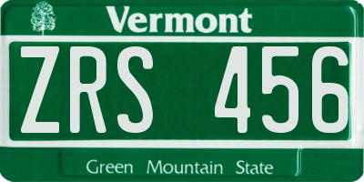 VT license plate ZRS456