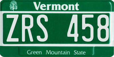 VT license plate ZRS458