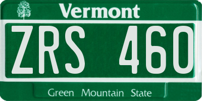 VT license plate ZRS460
