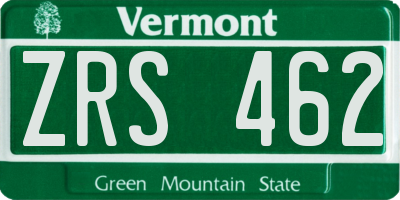 VT license plate ZRS462