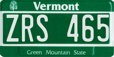 VT license plate ZRS465