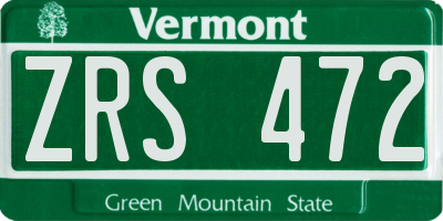 VT license plate ZRS472