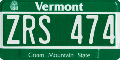 VT license plate ZRS474