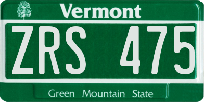 VT license plate ZRS475
