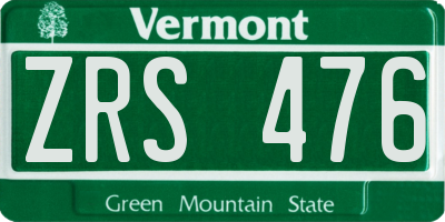 VT license plate ZRS476