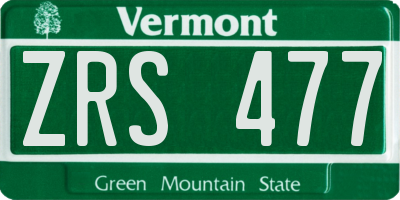 VT license plate ZRS477