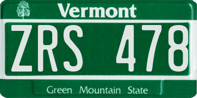 VT license plate ZRS478