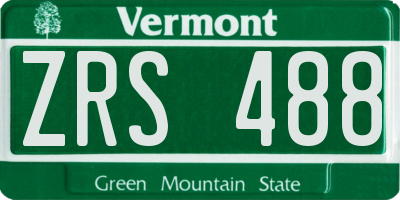 VT license plate ZRS488