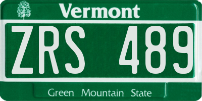 VT license plate ZRS489