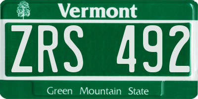 VT license plate ZRS492
